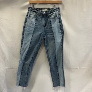 Garage Light Dark Denim Jeans Size 3 Raw Hem Unique Rare Edgy Alternative Patch